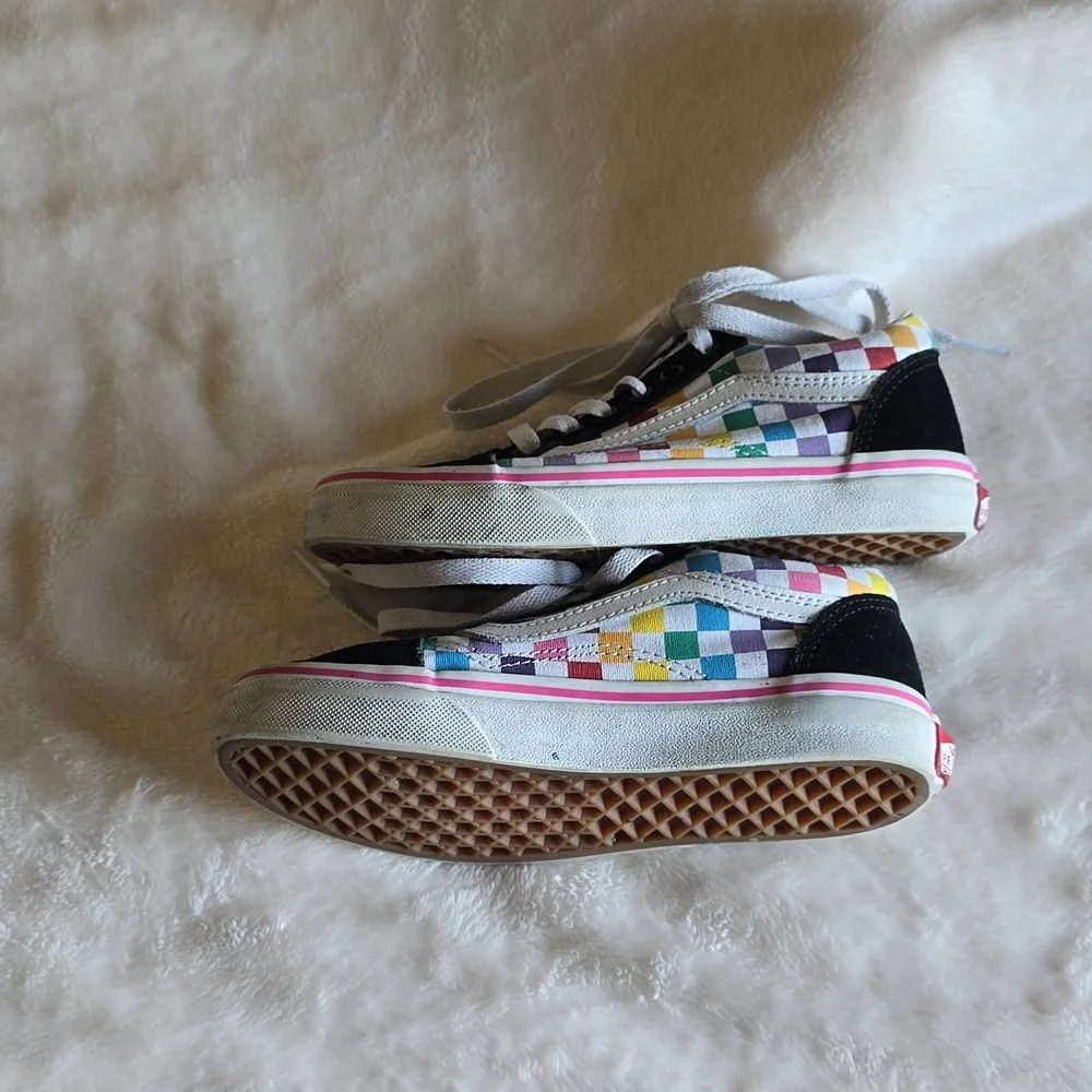 Vans Old Skool Rainbow‎ Checkerboard Skate Sneakers 1.5  Shoes Kids
